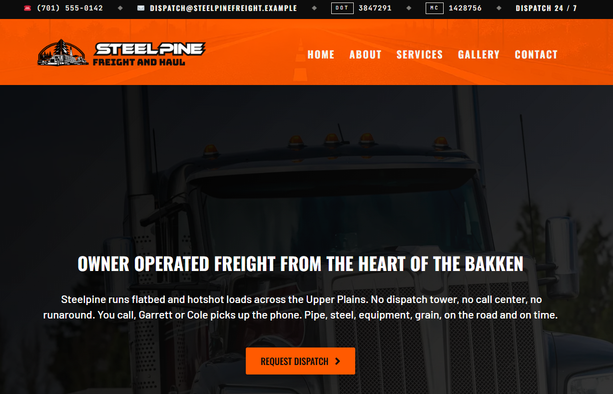 The Fleet contractor website template for trucking, hauling, and heavy industrial operations